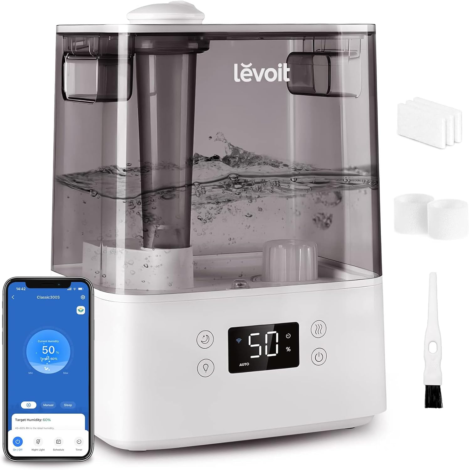 AUCT 20249 - $64 Levoit Humidifiers for Bedroom Large Room, 6L, 60H Runtime, 26dB, Smart App
