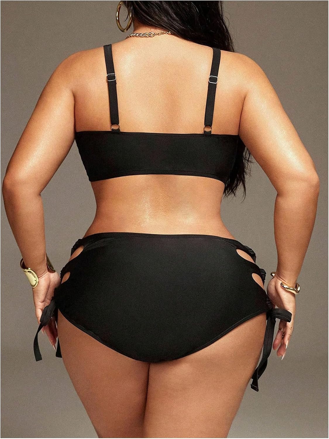 AUCT 22294 - BEAUDRM Women's Plus Size 2 Piece Bikini Sets Cut Out High Waisted Swimsuit Side Tie Bathi - Image 2