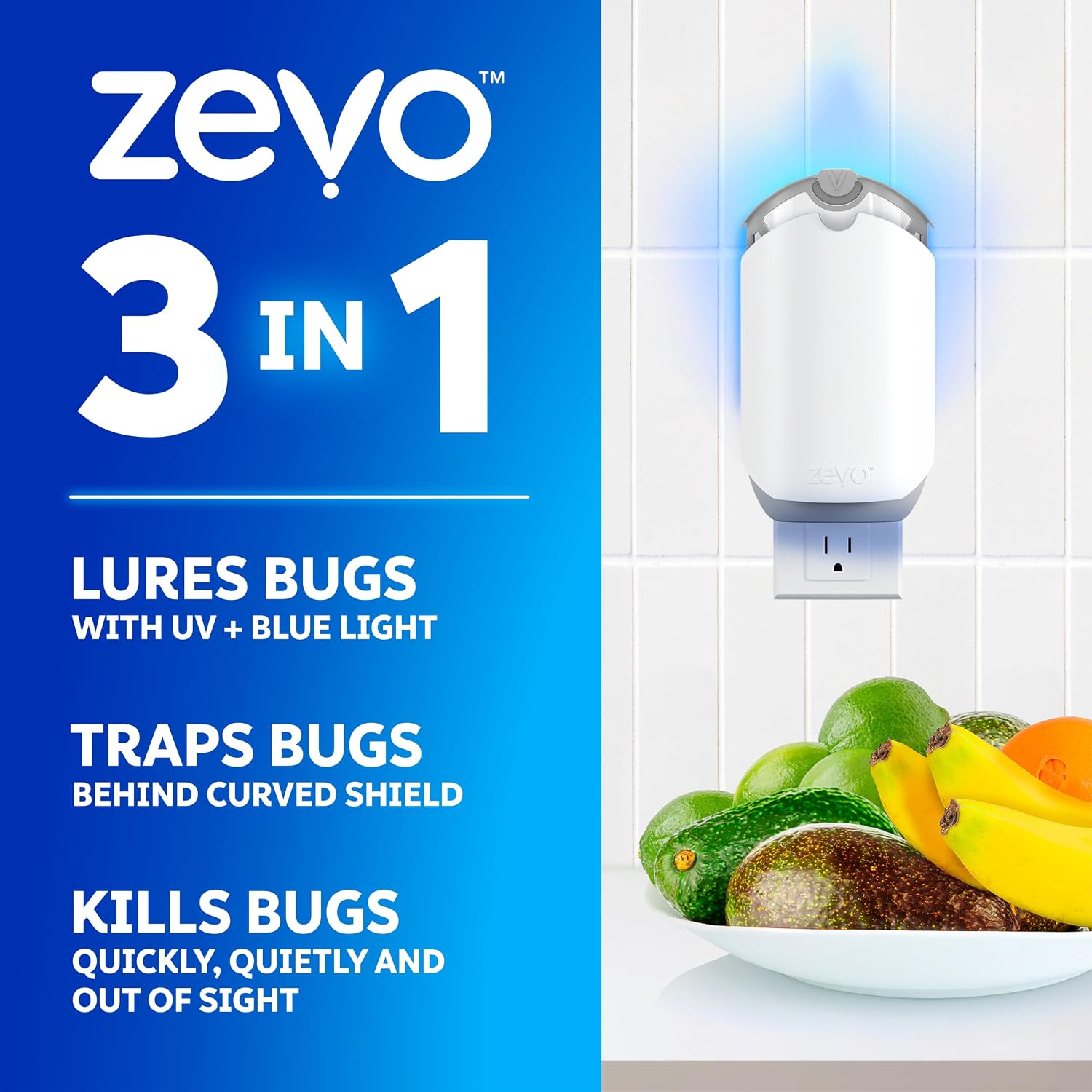 AUCT 21942 - Zevo Flying Insect Trap for Fruit Flies & Gnats, 2 Plug-in Bases, 4 Refills - Image 2