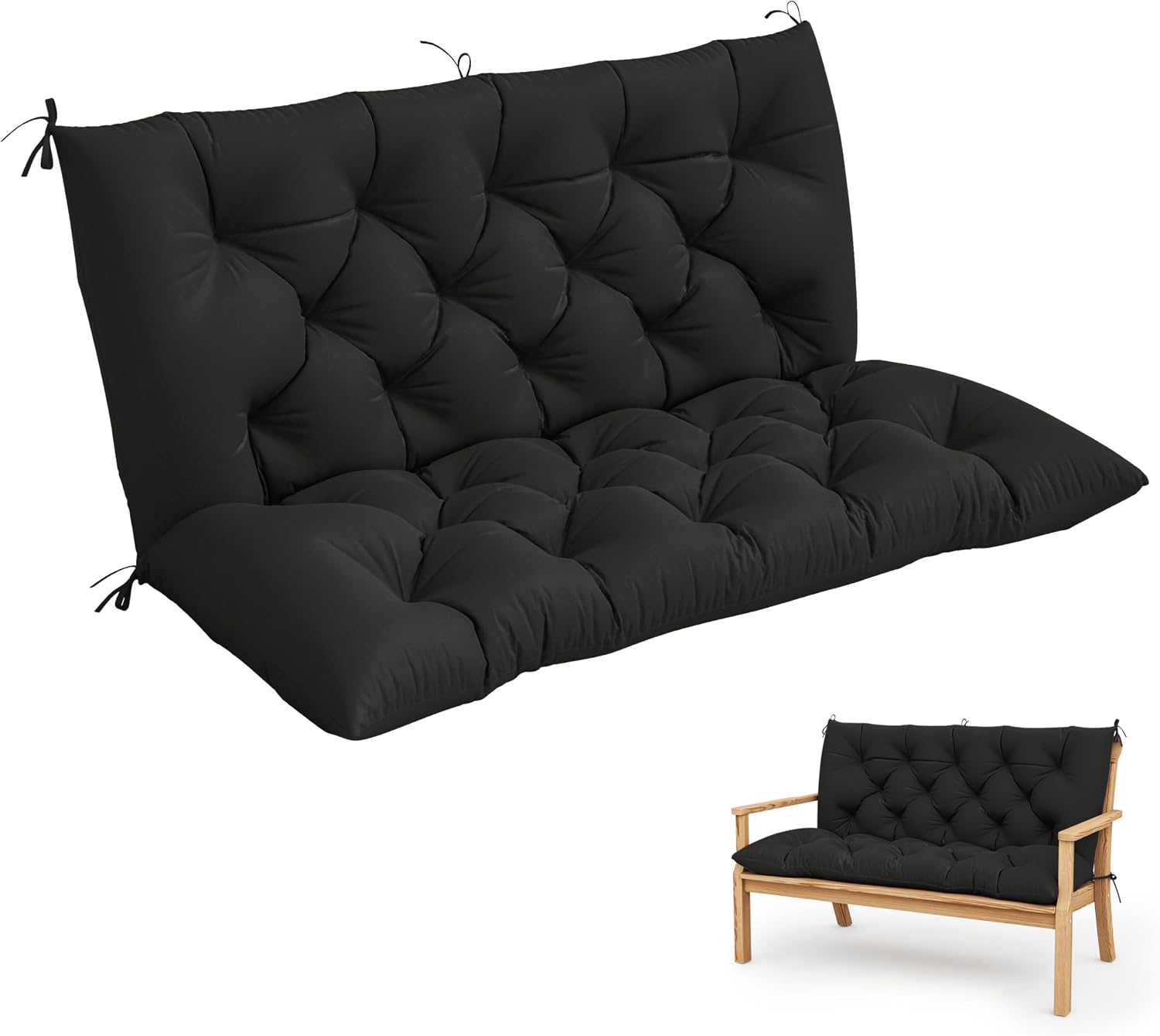 AUCT 21532 - $53 Porch Swing Cushion with Backrest 2-3 Seater Outdoor Bench Cushions Waterproof & Fade
