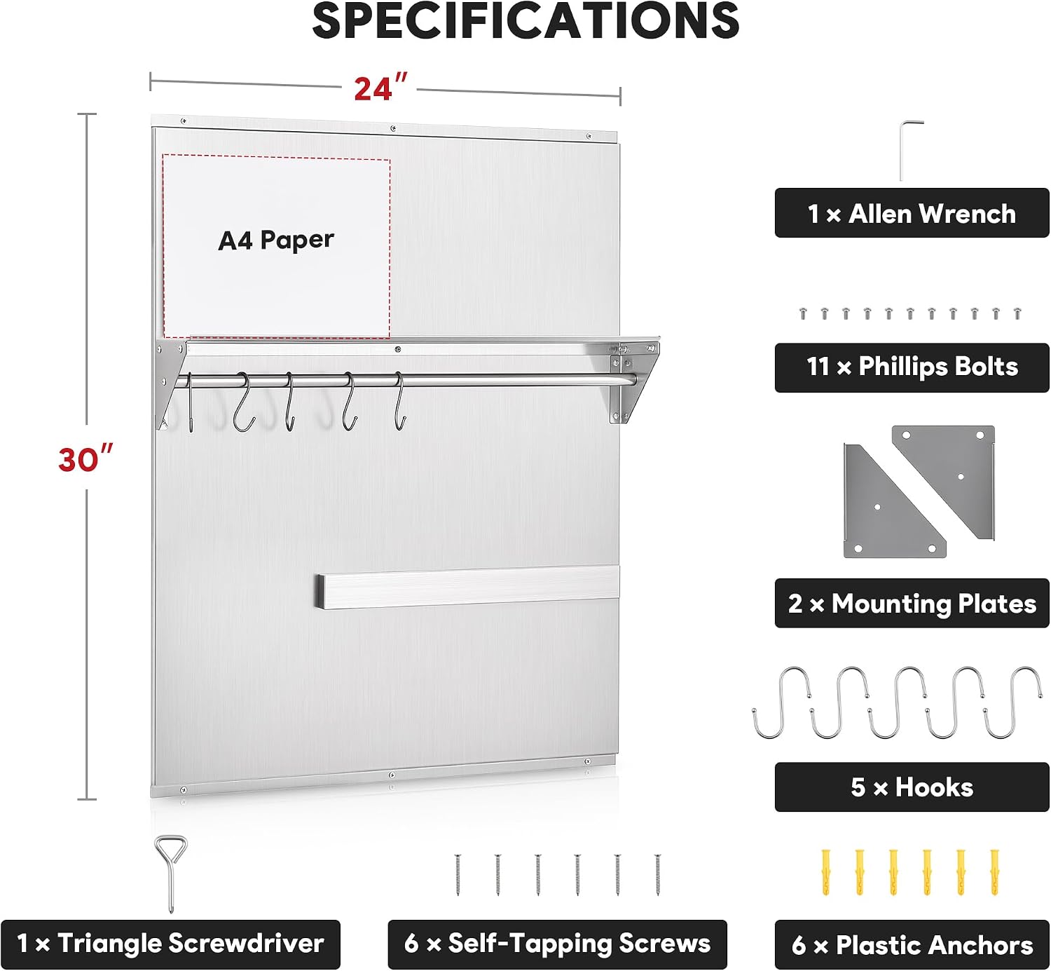 AUCT 22590 - $120 Wilprep Range Backsplash, 24"x30" Stainless Steel Backsplash with Storage Shelf & Mag - Image 3