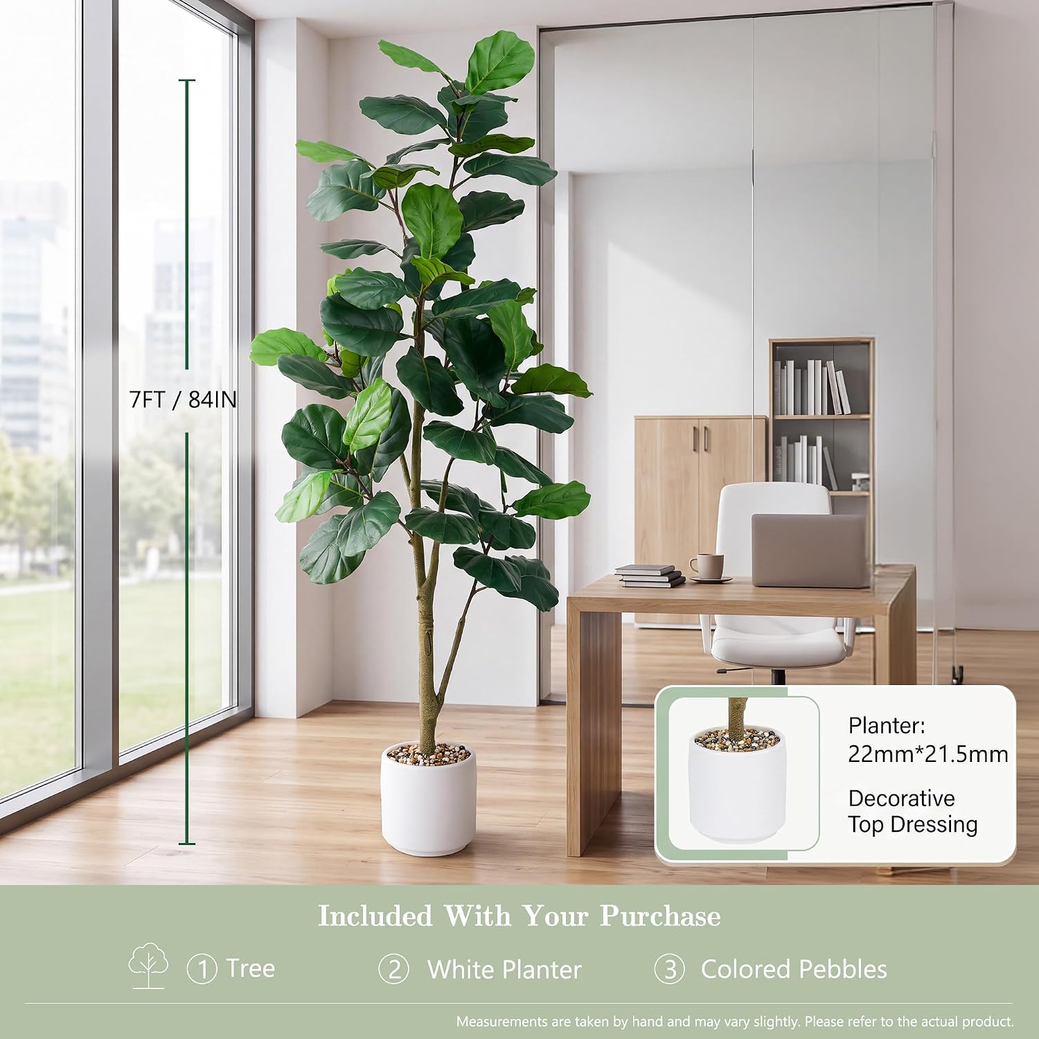 AUCT 20976 - $104 Artificial Fiddle Leaf Fig Tree 7FT, Large Realistic Faux Ficus Lyrata Plant with Pot - Image 3
