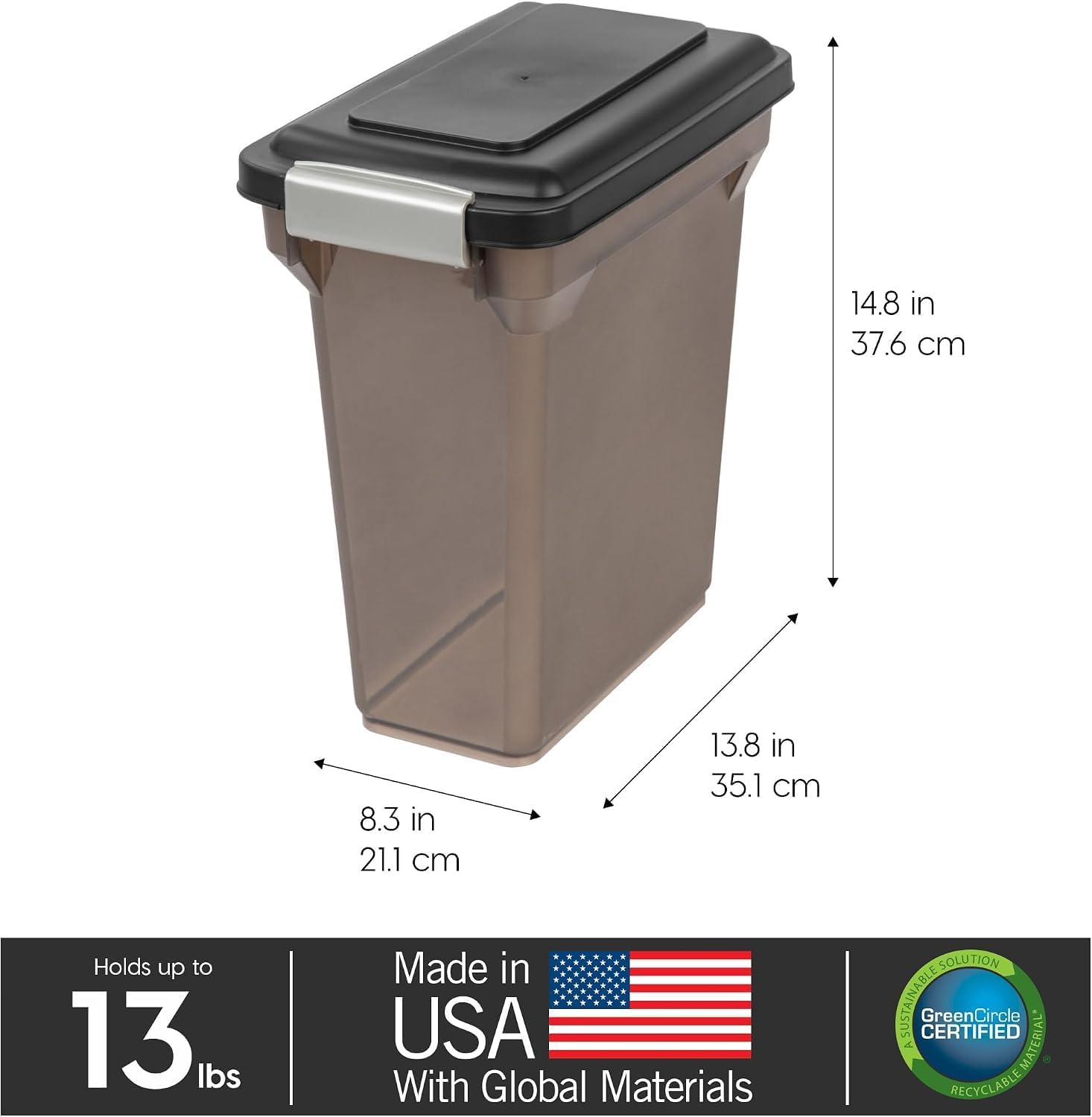 AUCT 21831 - IRIS USA Dog Food Storage Container, Up to 13 lbs, Smoke, Made in USA - Image 3