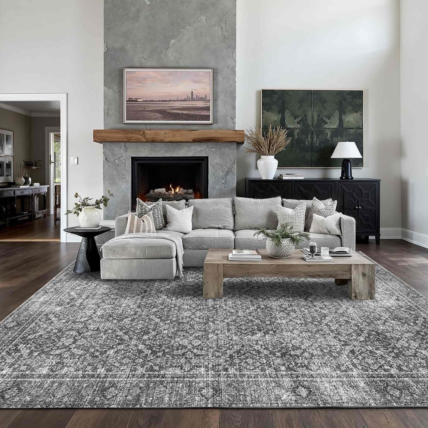 AUCT 20868 - $81 8x10 Area Rug Washable Non-Slip Vintage Carpet for Living Bedroom Room