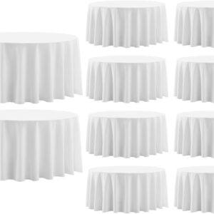 AUCT 20733 - $120 10 Pack White Round Tablecloths 120 Inch for Dining Tables