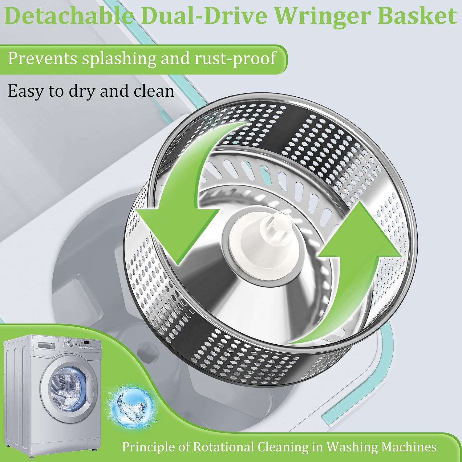 AUCT 22483 - Spin Mop and Bucket Set with Wringer and 6 Extra Microfiber Heads 5-GAL Heavy-Duty Design - Image 4
