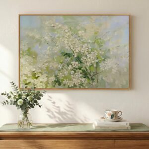 AUCT 21611 - $74 Framed Green Floral Botanical Wall Art for Living Room, 24x36 In