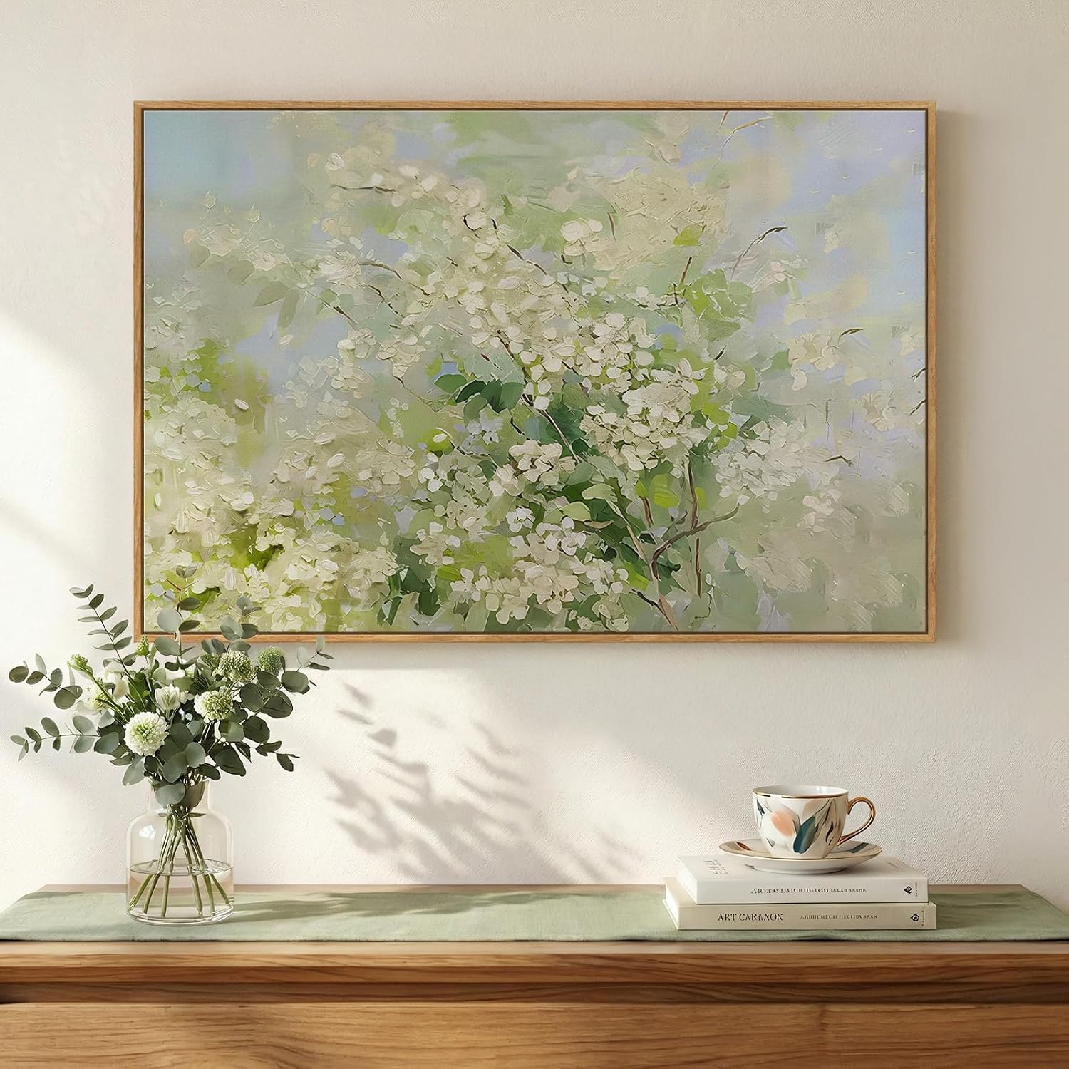 AUCT 21611 - $74 Framed Green Floral Botanical Wall Art for Living Room, 24x36 In