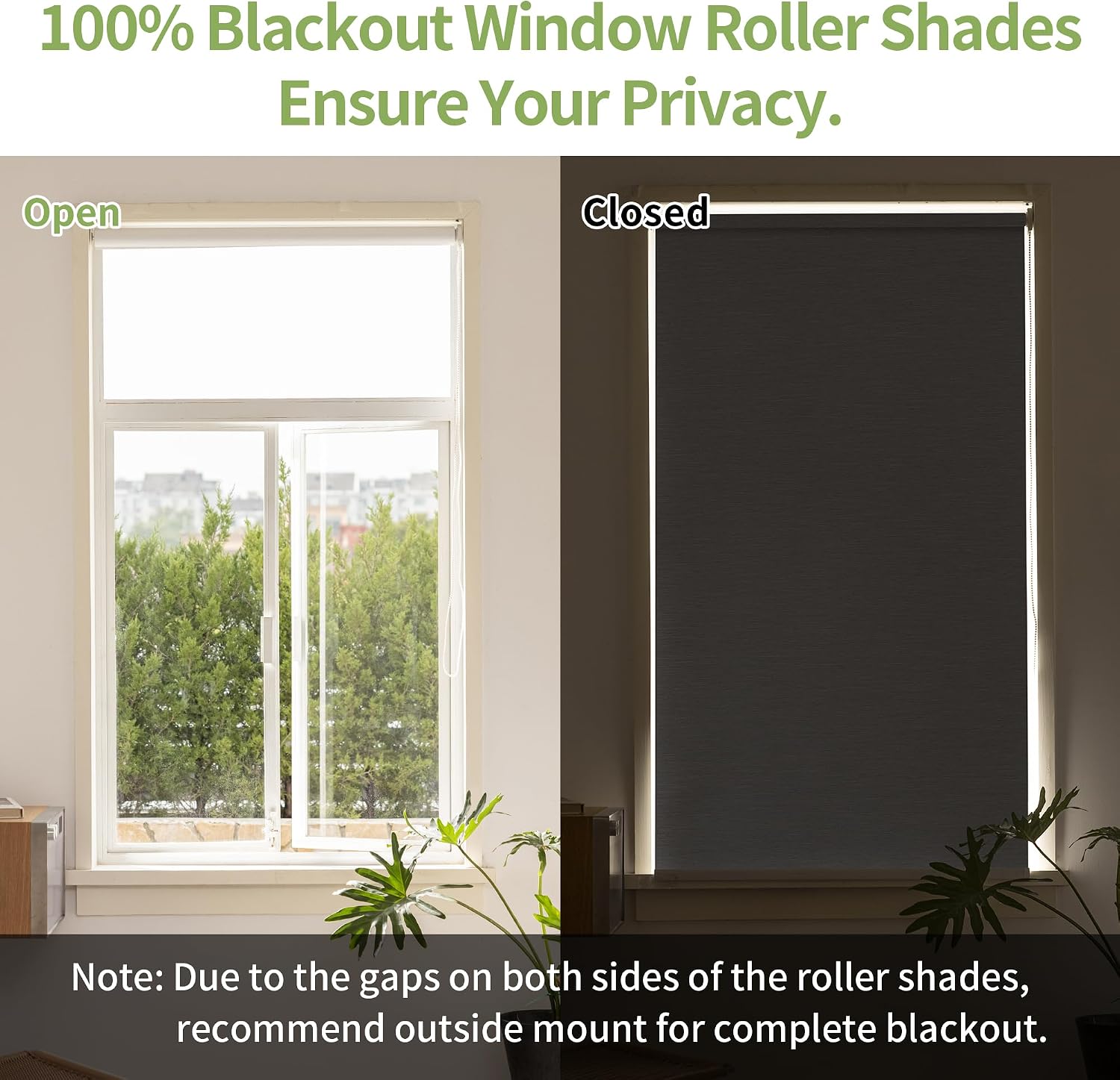 AUCT 20529 - 100% Blackout Roller Shades for Indoor Windows with Thermal Insulated Fabric UV Protection - Image 4