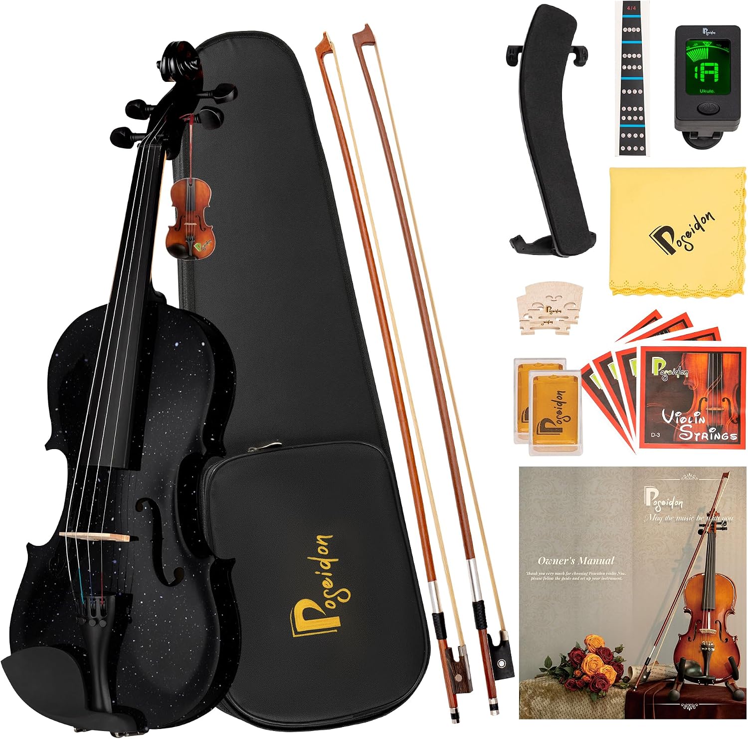 AUCT 20980 - $100 3/4 Acoustic Violin Fiddle, Black Violin for Beginners for Beginners Violin Starter K