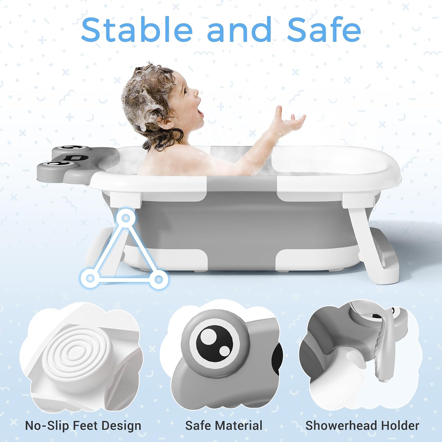 AUCT 20710 - BUNWAG Baby Bathtub, Collapsible Newborn Bathtub for Infant to Toddler with Soft Cushion a - Image 2