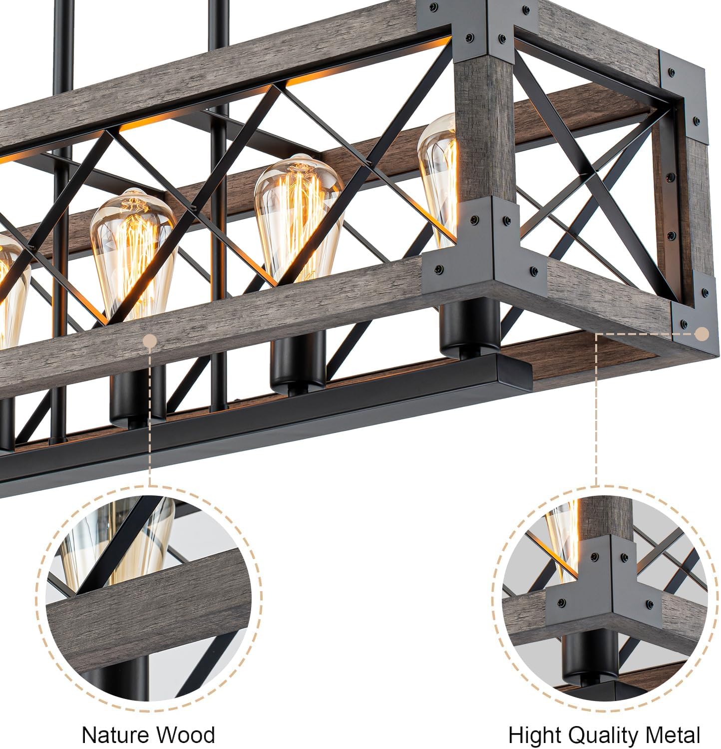 AUCT 21220 - $189 32 Inch Kitchen Island Lighting,5 Light Farmhouse Linear Chandelier Dining Room Pool - Image 3
