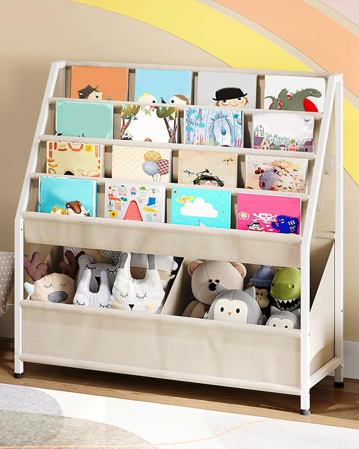 AUCT 20949 - CHOEZON Kids Bookshelf, 4-Tier Bookshelf for Kids, Large Capacity Book and Toy Storage Org