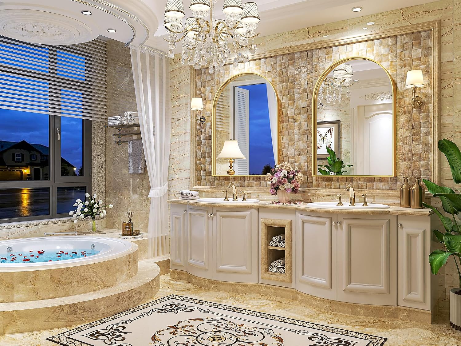 AUCT 21613m - $87 Brightify Gold Arched Mirror, 24 x 32 Inch Arch Wall Mirror, Brass Metal Frame Bathroo - Image 2