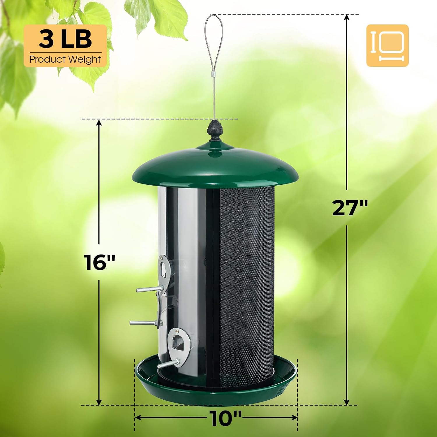 AUCT 20910 - Veehoo Hanging Bird Feeder for Outdoors, 3 in 1 Large Capacity Metal Mesh Tube Bird Feeder - Image 2