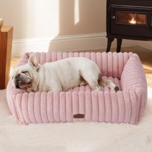 AUCT 20909 - $51 Bedsure ComfyFleece Dog Bed Medium Large Size Dog Washable 30in Blush Pink