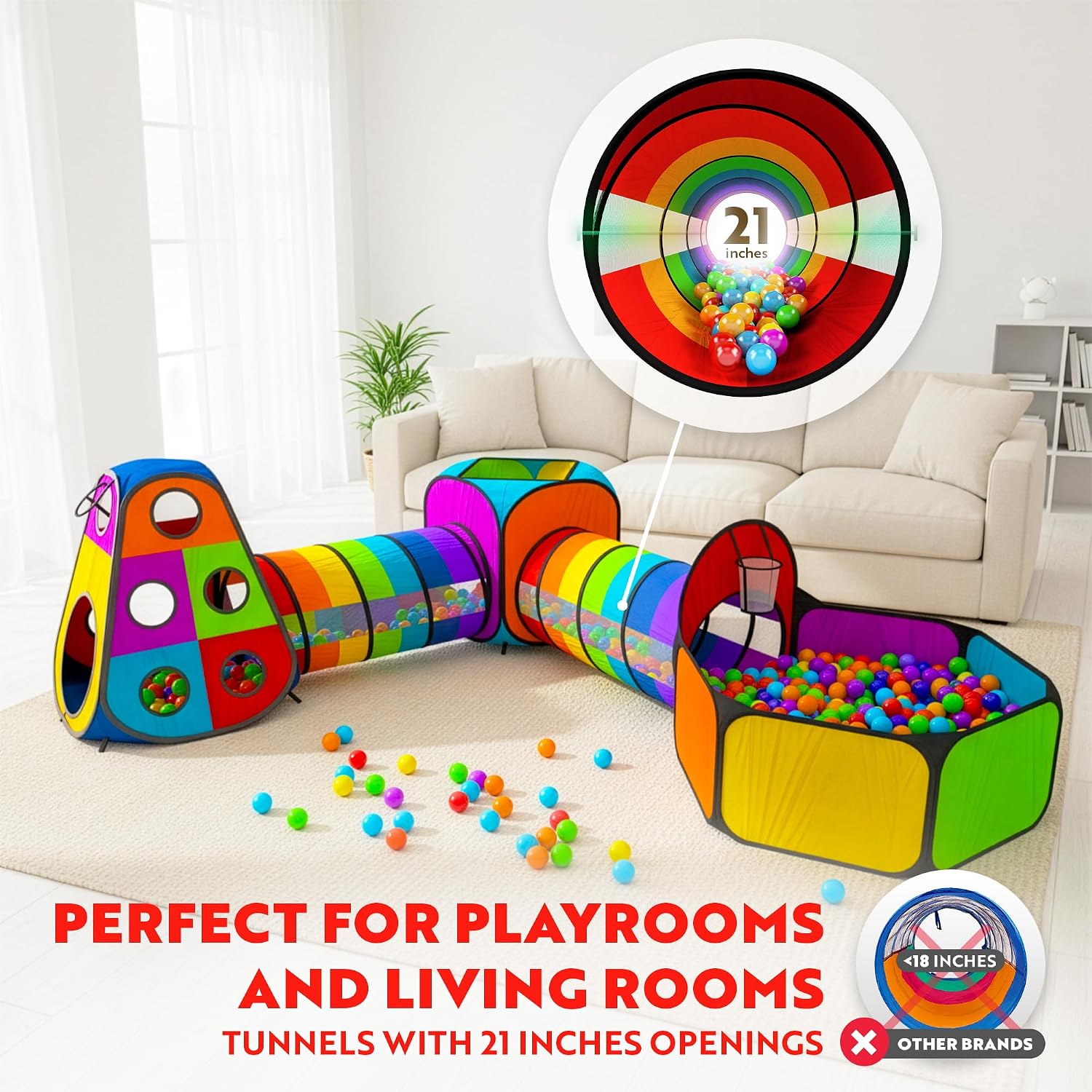 AUCT 20563 - $60 Playz 5pc Pop Up Play Tent and Crawl Through Tunnels for Kids w/Carry Bag - Image 4