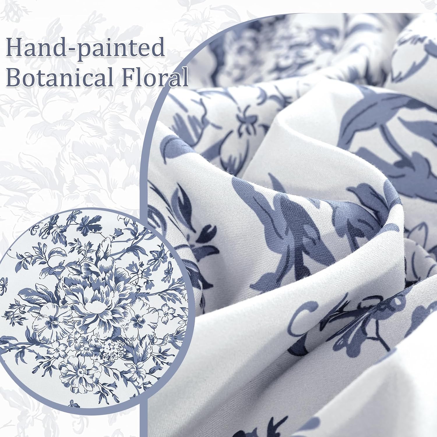 AUCT 20875 - WONGS BEDDING 8 Pieces Blue Floral Comforter Set Queen Size Bed Set - Image 4