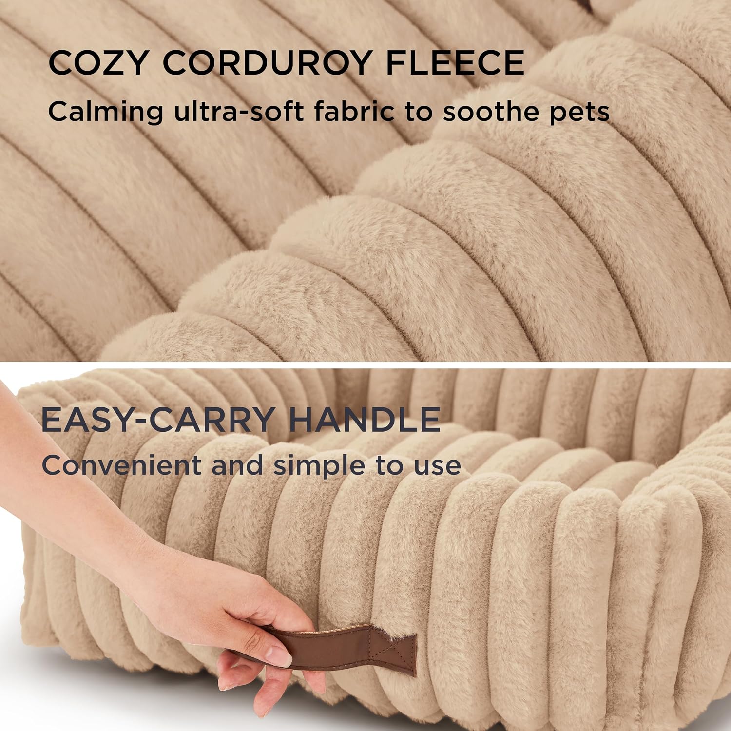 AUCT 20895 - $68 Bedsure ComfyFleece Dog Beds Large Sized Dog Washable 36in Sandy Beige - Image 3