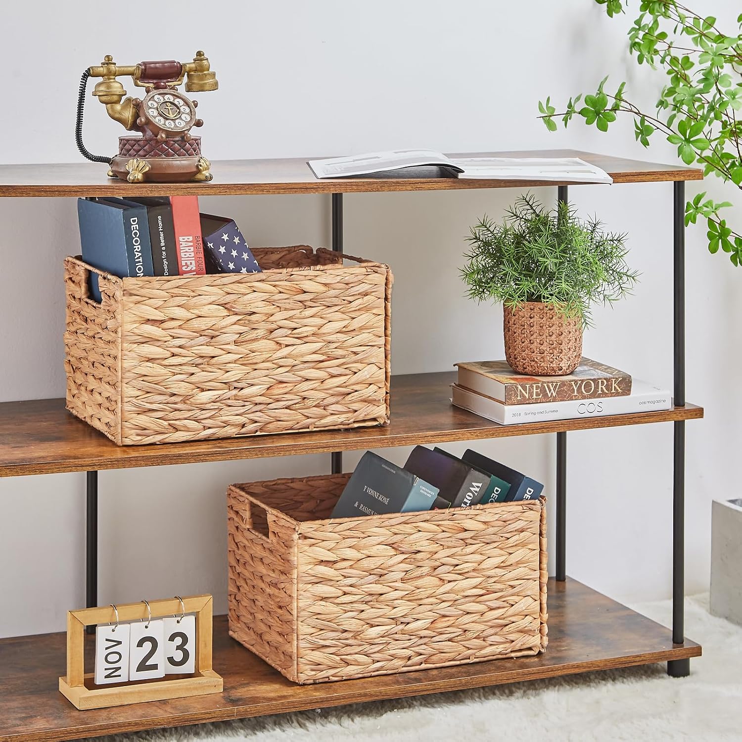 AUCT 21185 - Vagusicc Wicker Storage Basket, Set of 2 Hand-Woven Storage Baskets for Organizing, Small - Image 4