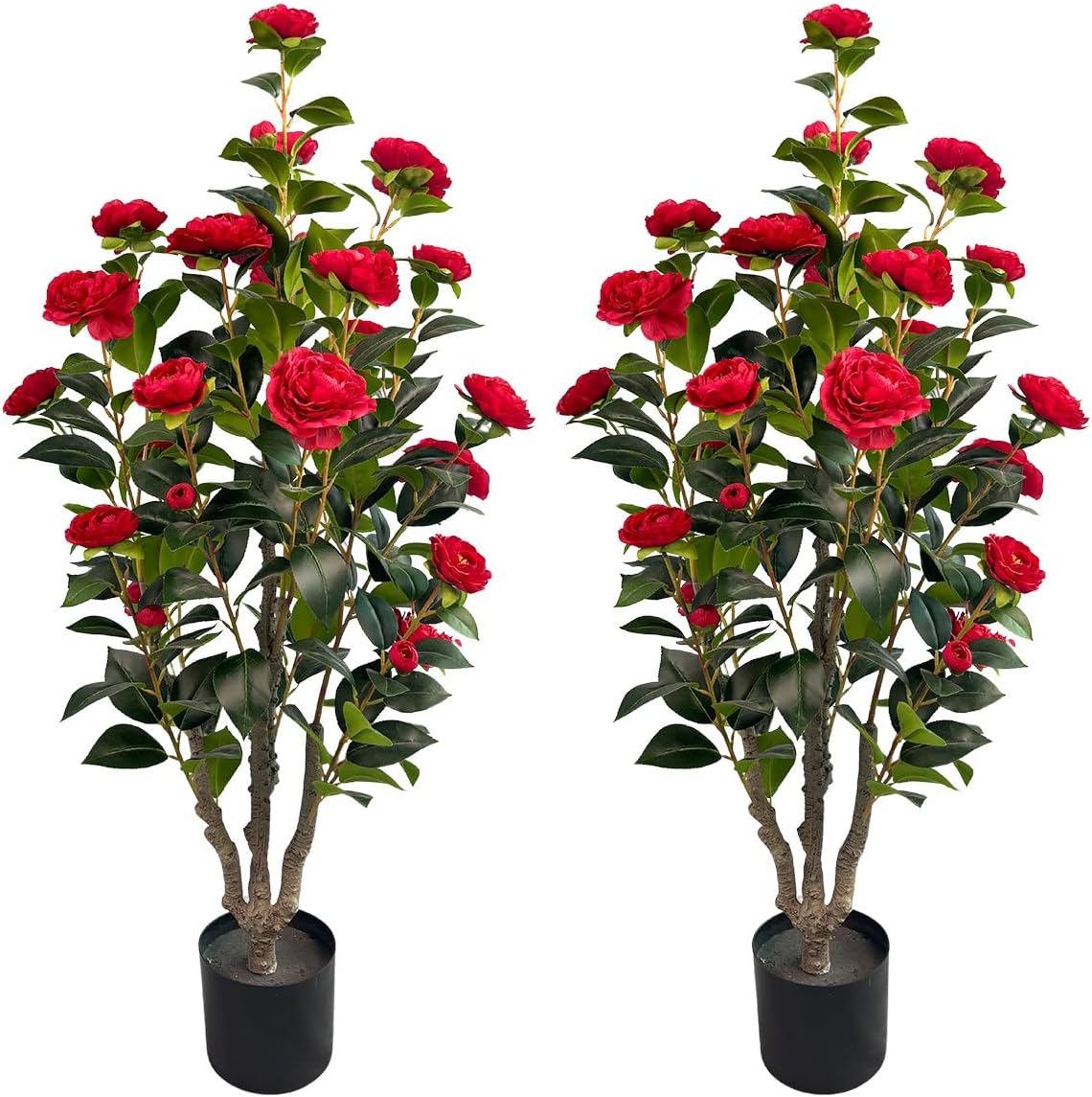 AUCT 22542 - $110 3.4FT Artificial Camellia Tree, 2 Pack Faux Plant Indoor Outdoor Decor