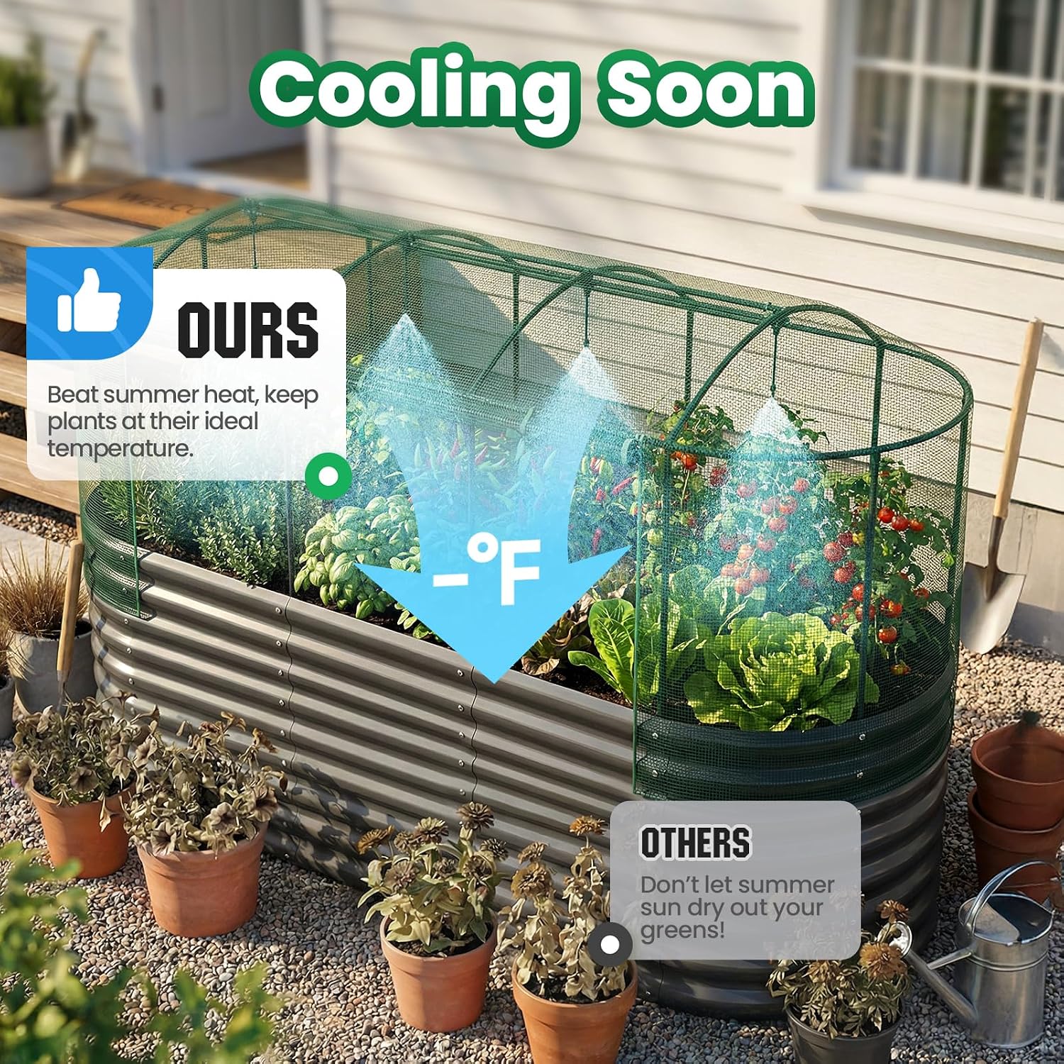 AUCT 21707 - $240 Quictent Raised Garden Bed Kit w/Self Watering & Netting 8x3x2Ft Dark Grey - Image 4