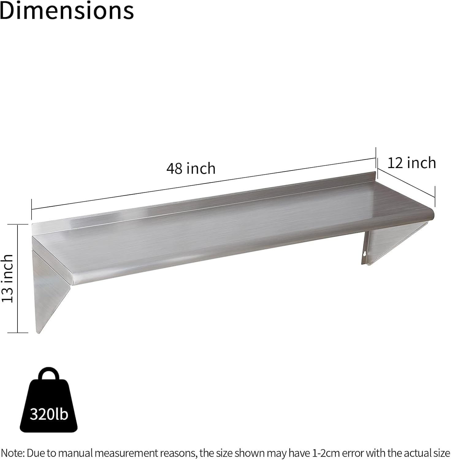 AUCT 22257 - $140 Stainless Steel Shelf 2 Pack 12"x48", Wall Mounted Metal Shelves - Image 3