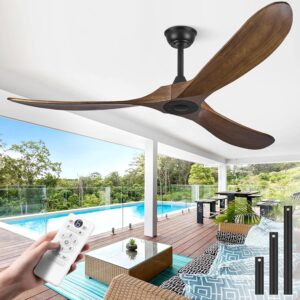 AUCT 22635 - $239 Haipeel 60 Inch Wood Ceiling Fan no Light, Outdoor Ceiling Fans Without Lights with R