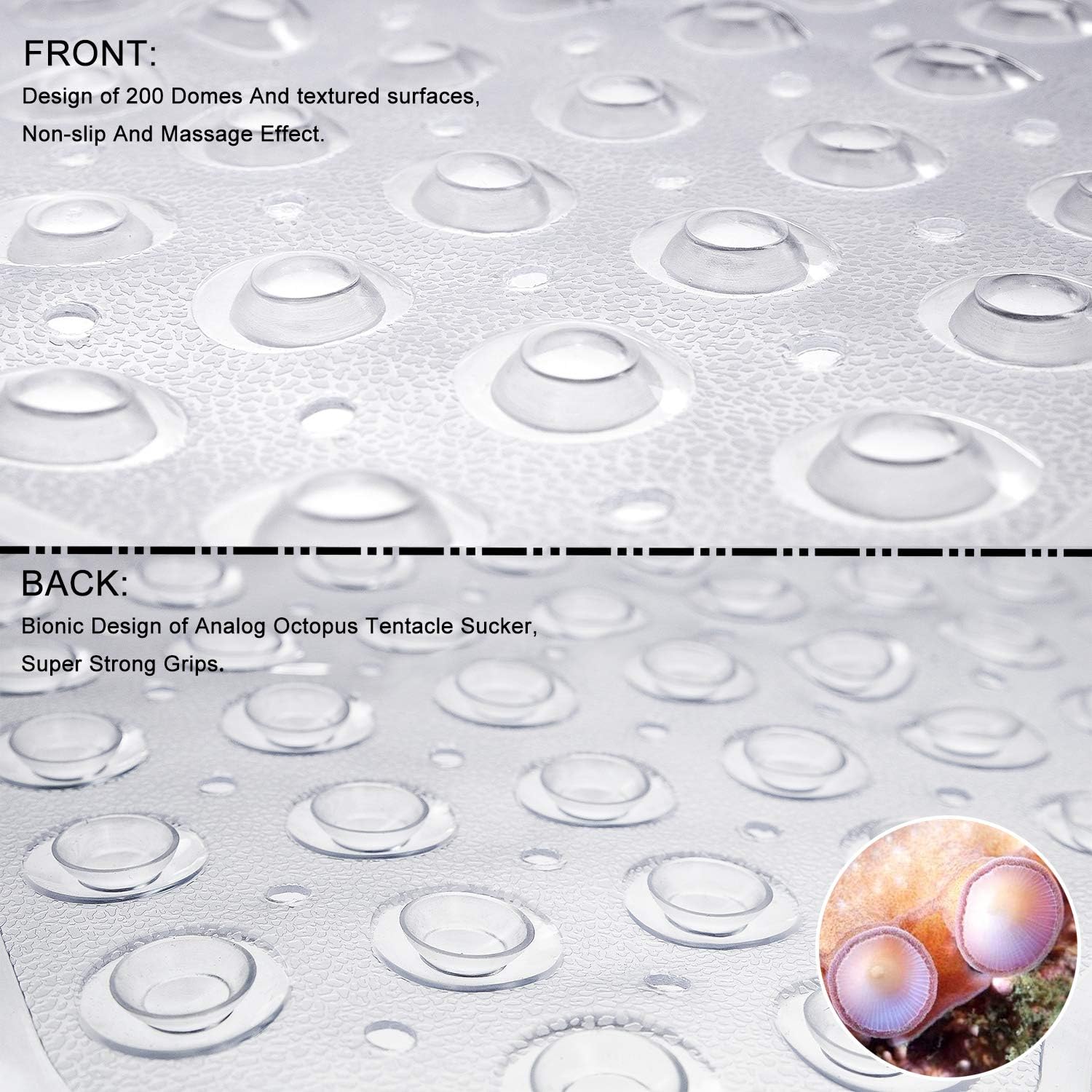 AUCT 21660 - TEESHLY Bathtub Mats for Shower Tub, Extra Long Non-Slip 39 x 16 Inch Bath Mat with Drain - Image 3