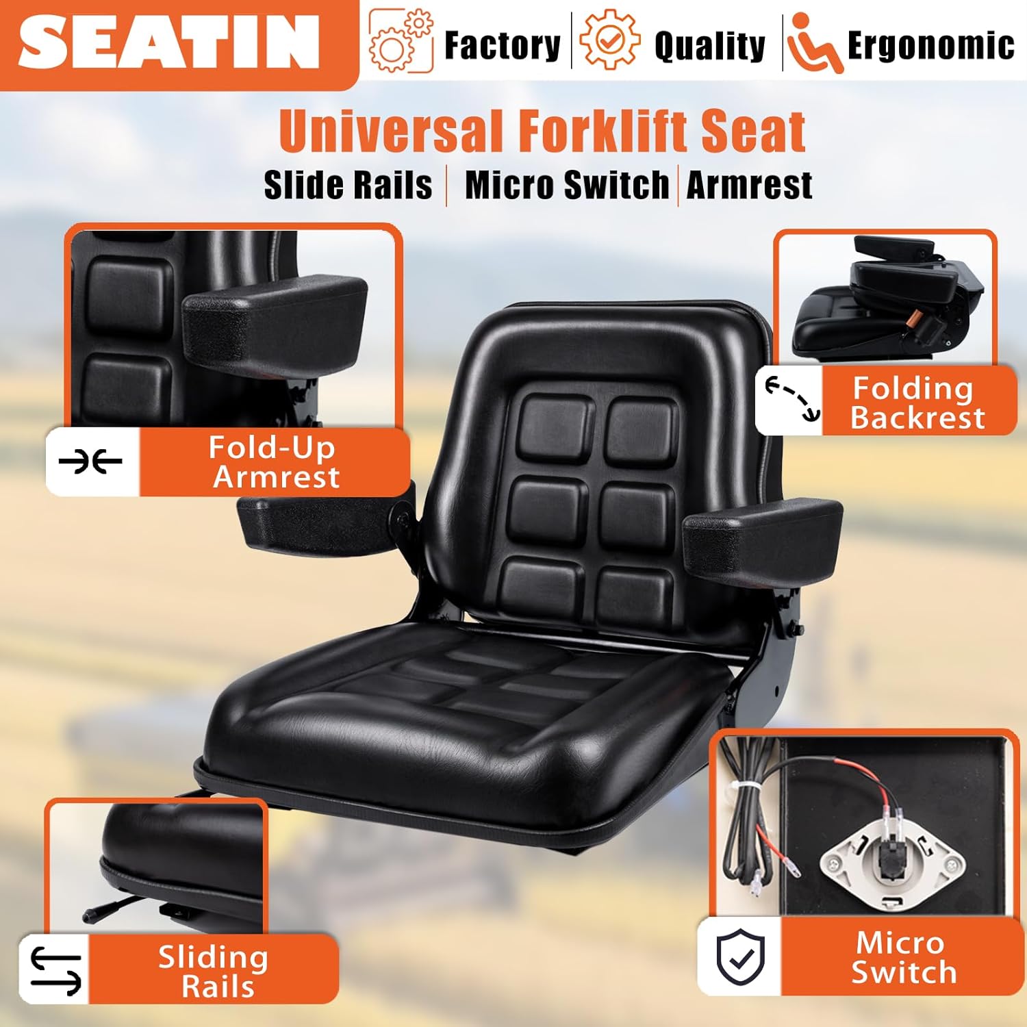 AUCT 21276 - $116 SEATIN Foldable Tractor Seat with Adjustable Mounting Holes - Image 3