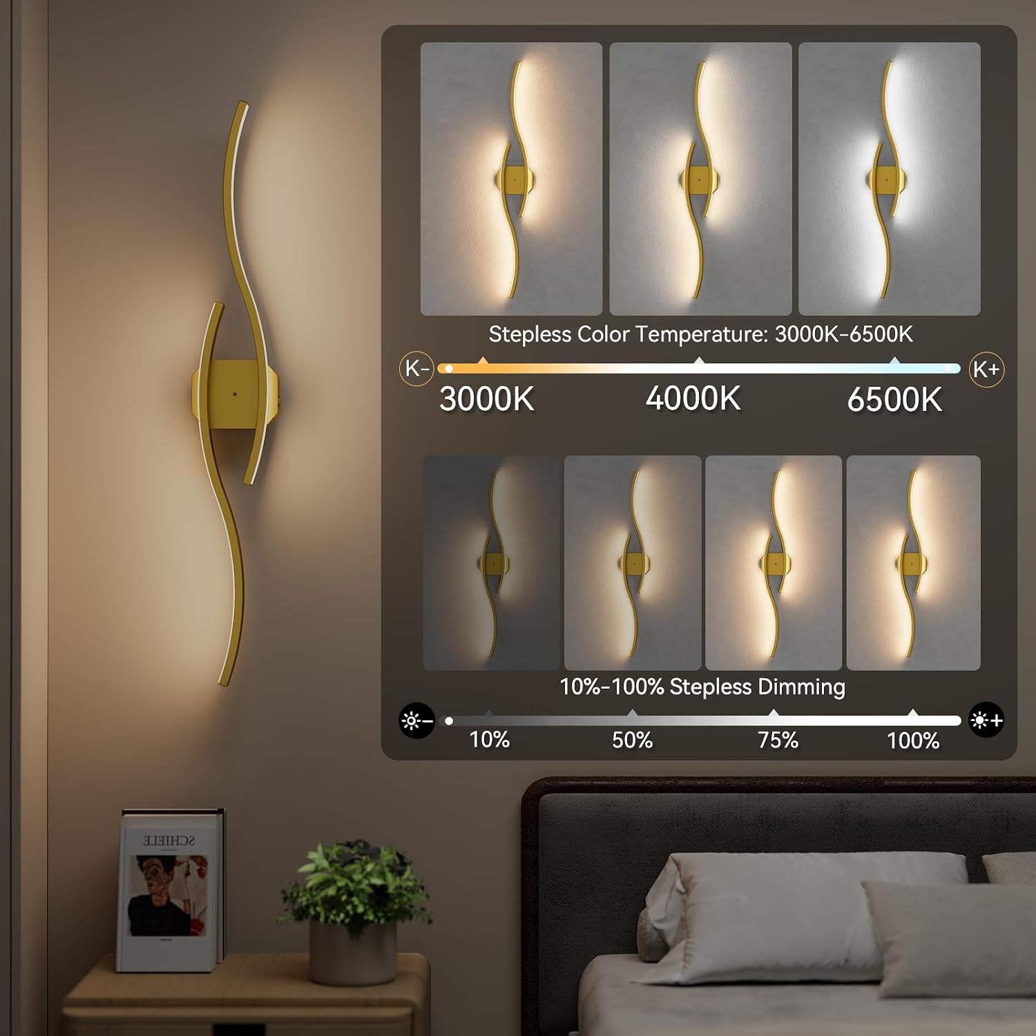 AUCT 20507 - $120 hunhun Battery Operated Wall Sconces Set of Two, Wireless Wall Sconce with Remote Con - Image 4
