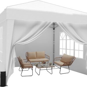 AUCT 22661 - $95 SANWAY 10x10 Pop Up Canopy with Sidewalls x 4 Easy Setup Canopy Tent, Waterproof, UV