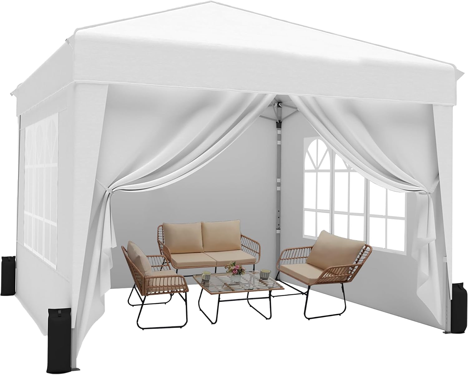 AUCT 22661 - $95 SANWAY 10x10 Pop Up Canopy with Sidewalls x 4 Easy Setup Canopy Tent, Waterproof, UV