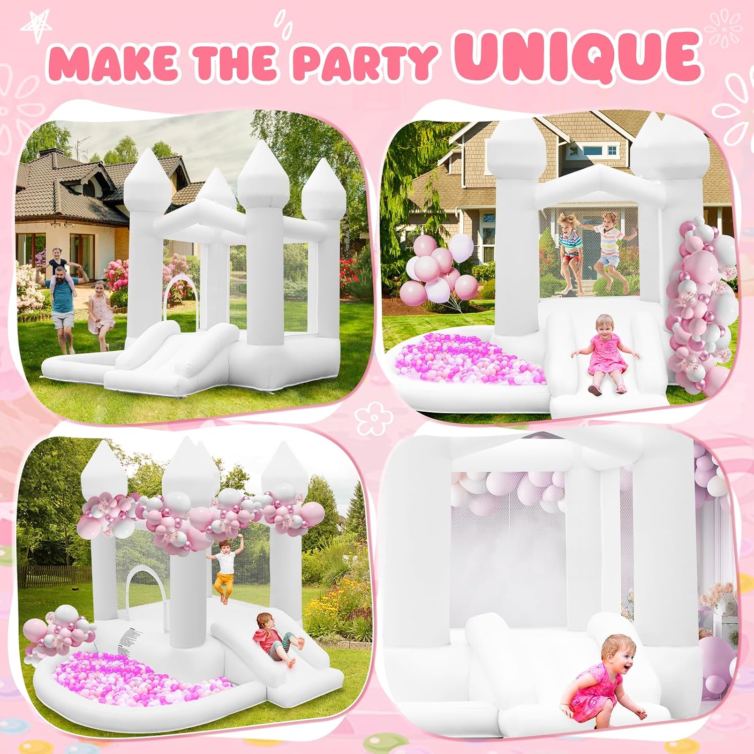 AUCT 22515 - $250 FBSPORT White Bounce House, Inflatable Bouncer with Air Blower,Indoor & Outdoor Bounc - Image 3