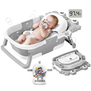 AUCT 20900 - Collapsible Baby Bathtub for Newborns to Toddler with Real-time Temp Monitor & Floating Cu