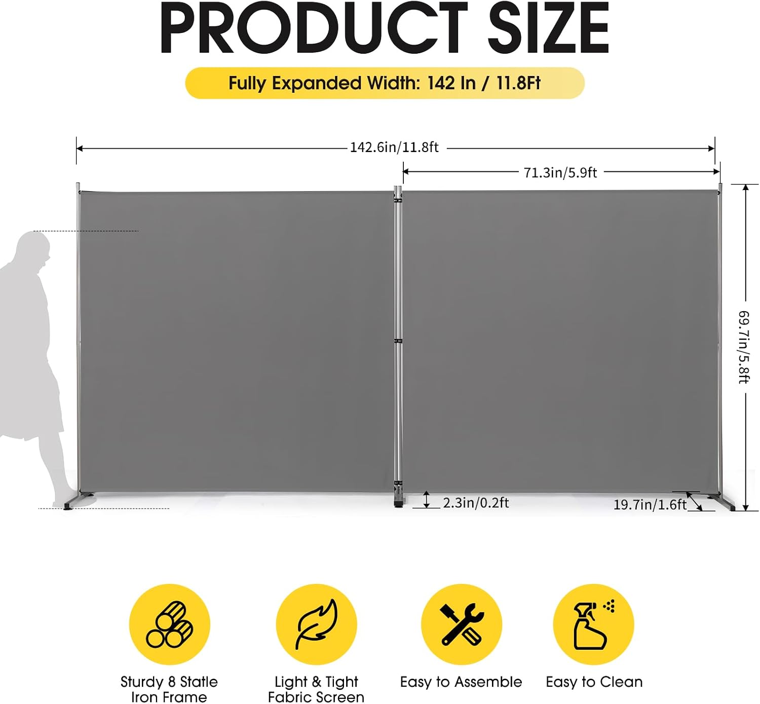 AUCT 21773 - $70 Rantila Indoor Room Divider, Portable Office Divider, Room Divider Wall Screen 2 Large - Image 2