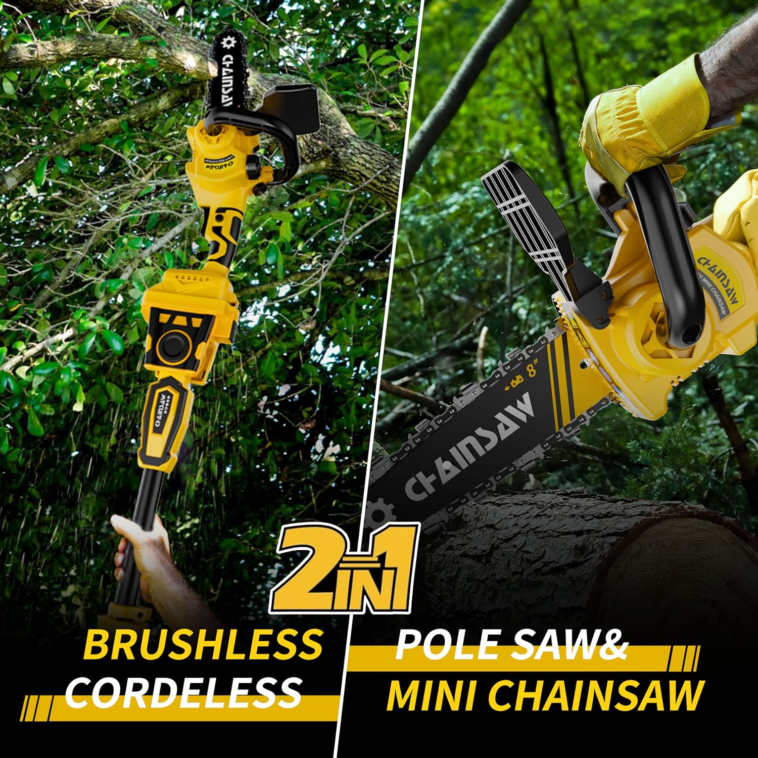 AUCT 22022 - $110 2-in-1 Cordless Pole Saw, 8 Inch Brushless Pole Chainsaws Compatibility with Dewalt 2 - Image 4