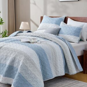 AUCT 20917 - $55 Andency California King Quilt Set Misty Blue, 3 Pieces Bedspreads