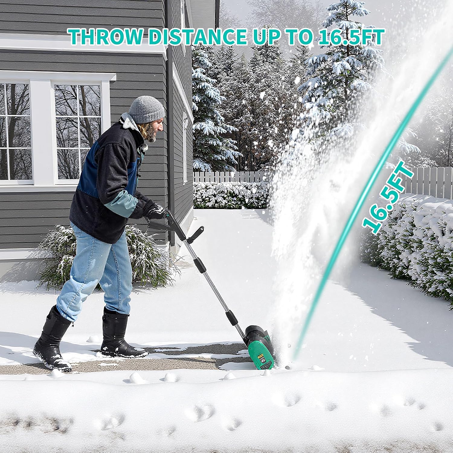 AUCT 20677 - $144 Garvee 12" Cordless Snow Shovel - Snow Shovel for Driveway, 16.5 ft Snow Throwing Dis - Image 2
