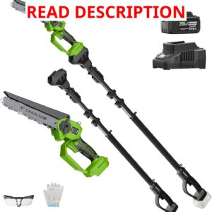 AUCT 21221 - $130 2-in-1 Cordless Pole Saw & 8-Inch Mini Chainsaw 20V 3.0AH 15FT Reach Electric Tree Tr
