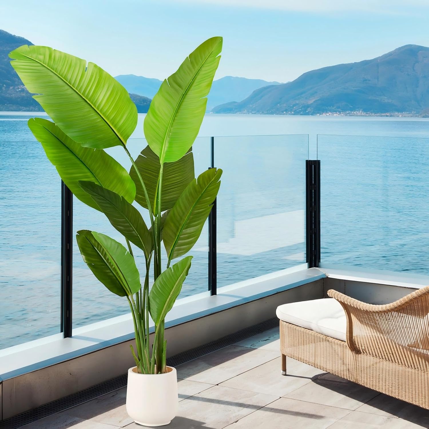 AUCT 22525 - $64 Bird of Paradise Plant Artificial 5.3Ft Tall Fake Tropical Palm Tree with Plastic Pot