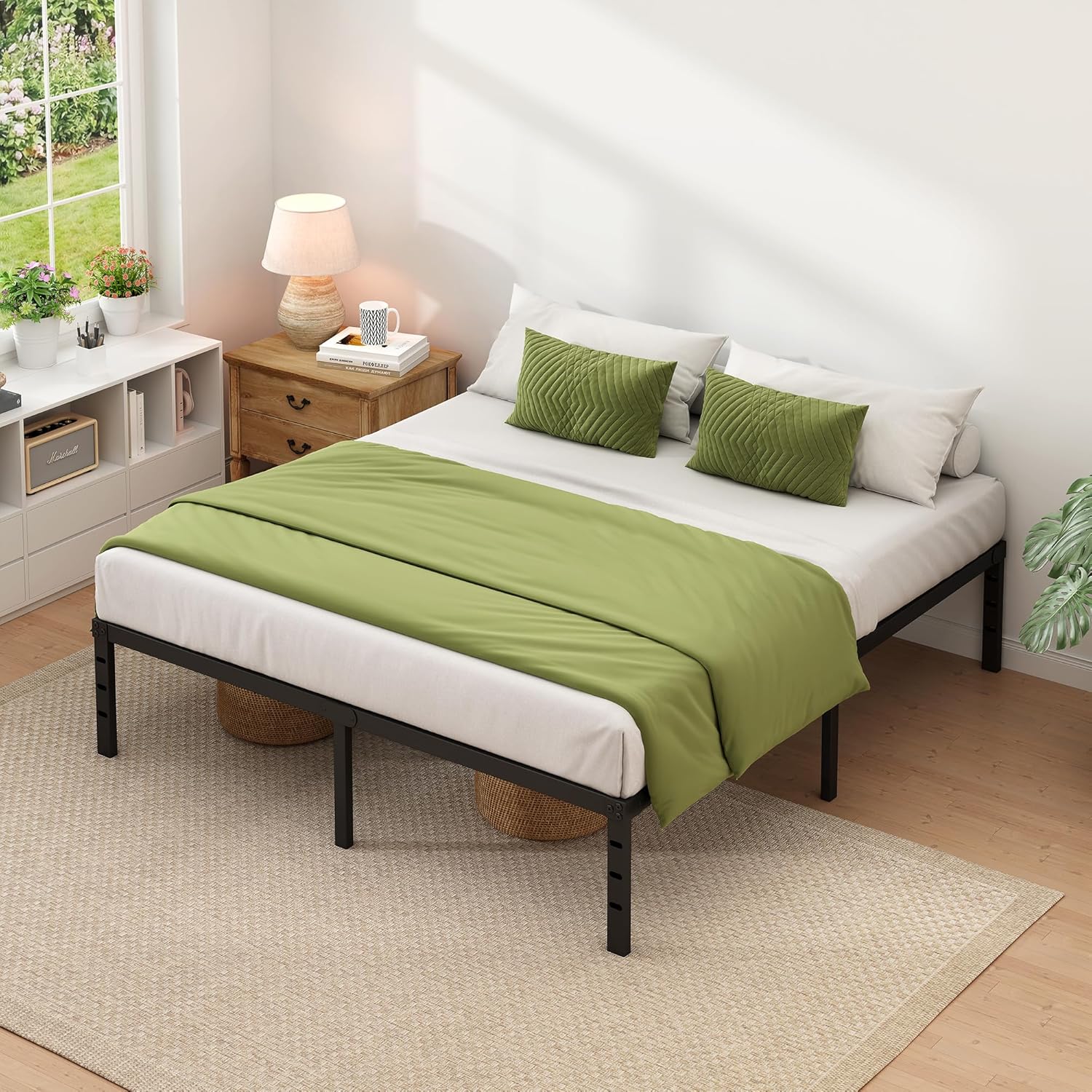 AUCT 22440 - $58 NEW JETO Metal Bed Frame,King Size Bed Frame with Storage Space,14 Inch - Image 3
