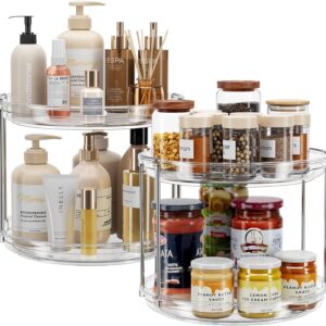 AUCT 21736 - LAMU 2 Pack 2 Tier Lazy Susan Turntable Organizer 9.25' Rotating Spice Rack Organization f