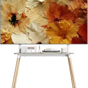 AUCT 22632 - $111 4-Leg Easel TV Stand for 49-86" TVs, 110 lbs, White