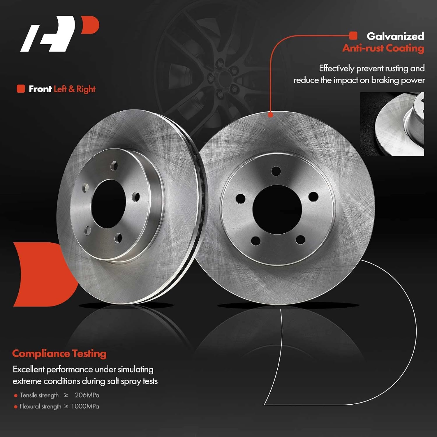 AUCT 20234 - $94 A-Premium 11.69 In (297mm) Front Vented Brake Rotors and Ceramic Pads Kit - Image 4