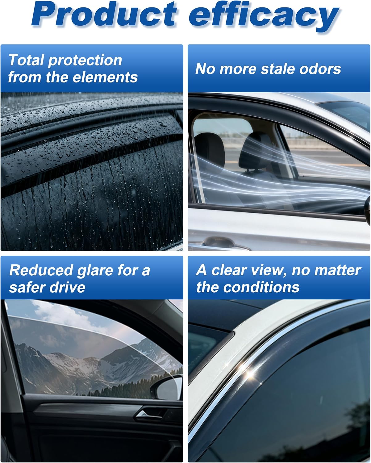 AUCT 22536 - Window Visors Rain Guards for Chevy Silverado/GMC Sierra Crew Cab 2014-2018 - Image 4
