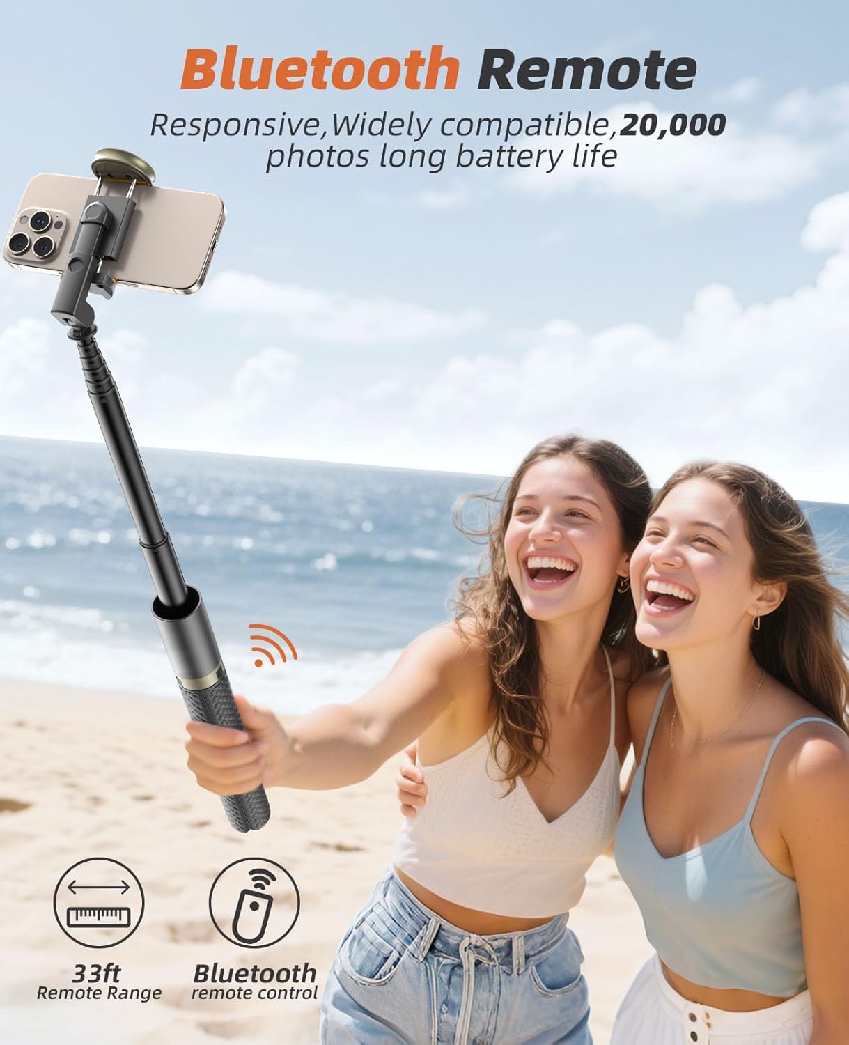 AUCT 20871 - Tripod for iPhone, Selfie Stick with Remote, Stable & Durable Phone Tripod - Image 4