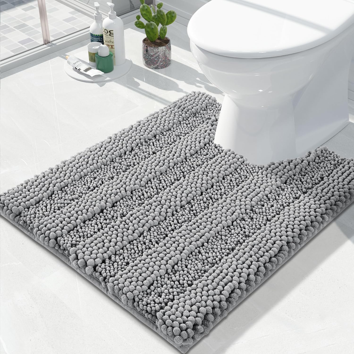 AUCT 21322 - Yimobra Toilet Rugs U Shaped Washable 24 x 20, Non Slip and Super Absorbent Toilet Mat, Qu