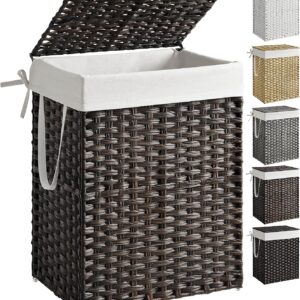 AUCT 22380 - SONGMICS Laundry Hamper with Lid, 23.8 Gallon (90 L) Synthetic Rattan Clothes Laundry Bask