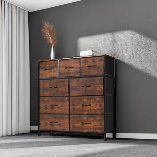 AUCT 22523 - $59 DUMOS 9 Drawer Dresser for Bedroom, Storage Organizer Chest of Drawers - Image 2